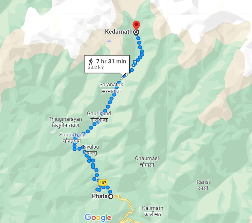 phata to Kedarnath by road