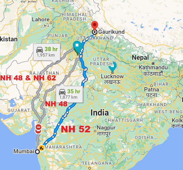 mumbai to Kedarnath road